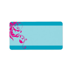 Etiqueta 128 rosa de turquesa do flourish do BASTÃO MITZVA