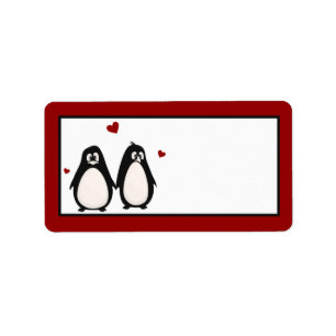Etiqueta 1,25 casais do amor do pinguim do endereço e-mail
