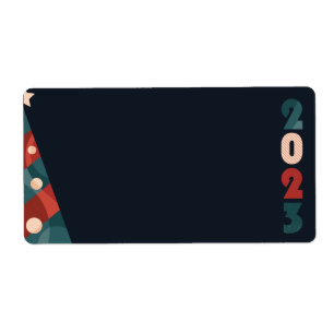 Etiqueta 2023 novo ano de design abstrato vermelho azul