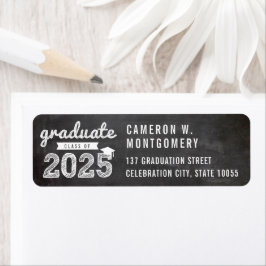 Etiqueta 2025 Chalkboard Sketch Modern Graduation Address