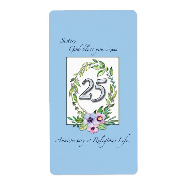 Etiqueta 25 aniversário da Católica Nun Wreath e Silver (Frente)