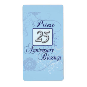 Etiqueta 25o Número de prata do aniversário no azul