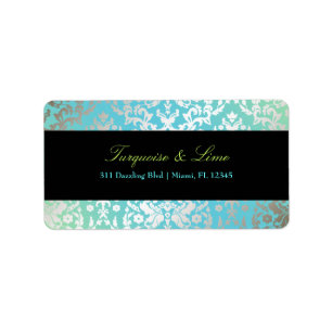 Etiqueta 311-Damask Turquoise e Limão preto