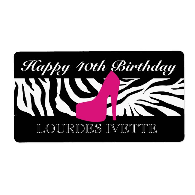 Etiqueta 311 Rótulo Rosa do Calcanhar Zebra (Frente)