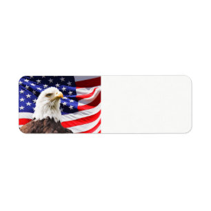 Etiqueta 4 de julho bandeira americana e Eagle