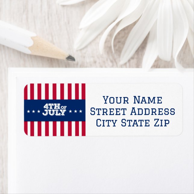 Etiqueta 4 de julho Estrelas e Stripes (Insitu)