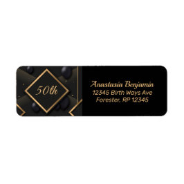 Etiqueta 50º aniversário da forma Dourada de diamante preto