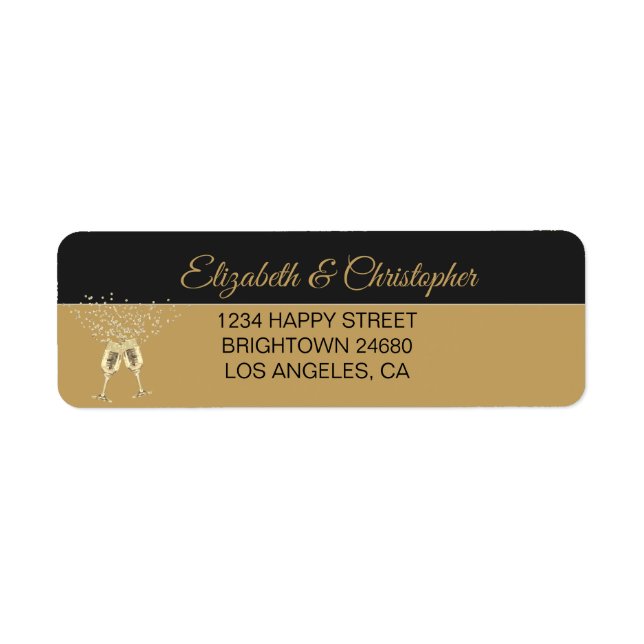 Etiqueta 50º aniversário do Ouro Sparkle Black Dourado (Frente)