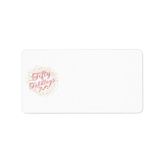 Etiqueta 50 e Fabulosa tipografia rosa, brilho dourado
