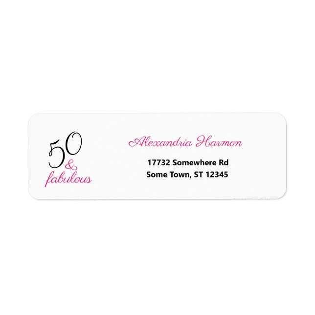 Etiqueta 50 e Fabulosos Cinquentenário Rosa e Preto (Frente)