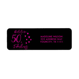 Etiqueta 50 e preto rosa fabuloso