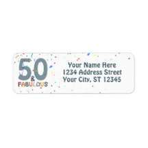 50 & Fabuloso Aniversário Divertido Azul Tipografi