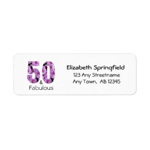 Etiqueta 50th Birthday Fifty and Fabulous Purple Floral