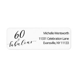 Etiqueta 60 and Fabulous Sixtieth Birthday Elegant Script