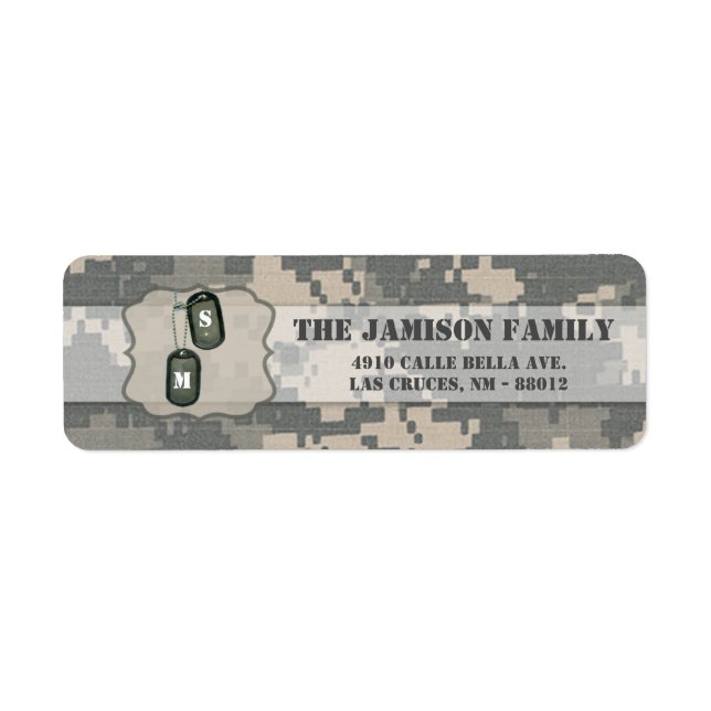 Etiqueta .75"x2.25" Return Address Label ARMY ACU Uniform (Frente)