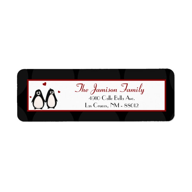 Etiqueta .75"x2.25" Return Address Label Penguin Love Coupl (Frente)