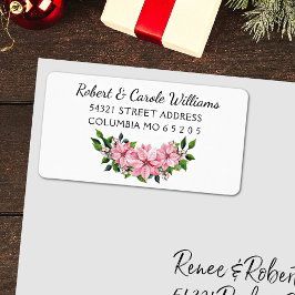 Etiqueta 90 Cute Pink Poinsettia Swag Return Address Label