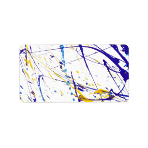 Etiqueta A aguarela amarela azul moderna splatters o teste