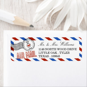 Etiqueta A coleção de casamento do Modern Airmail