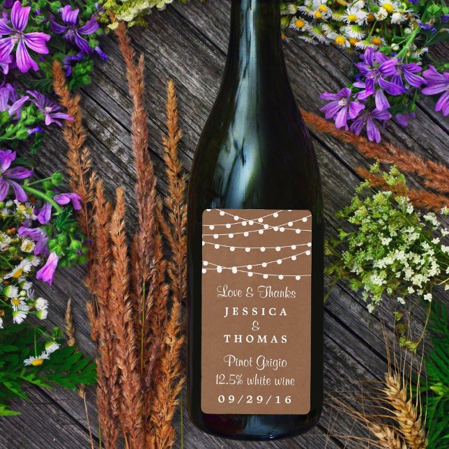 Etiqueta A Coleção de Casamentos Rustic Kraft String Lights (Criador carregado)