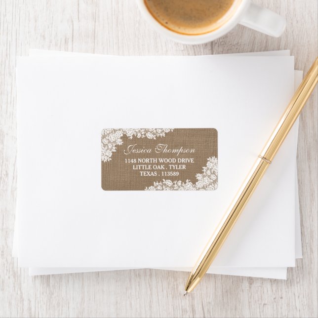 Etiqueta A Coleção Rústica de Lace Branco de Burlap & Vinta (Insitu)