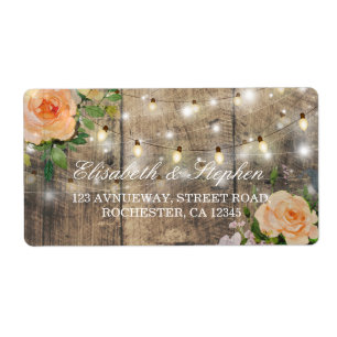 Etiqueta A corda floral de madeira rústica ilumina o