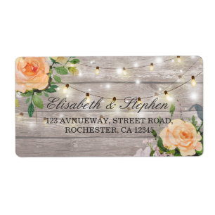 Etiqueta A corda floral de madeira rústica ilumina o