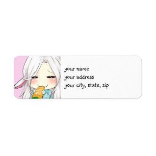 Etiqueta A menina bonito do chibi com orelhas do coelho ret