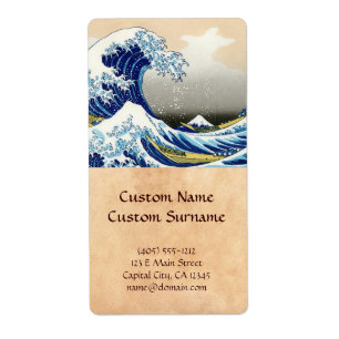 Etiqueta A onda grande fora de Kanagawa Katsushika Hokusai