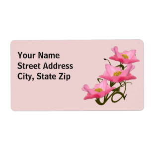 Etiqueta A papoila três cor-de-rosa bonito floresce a beir