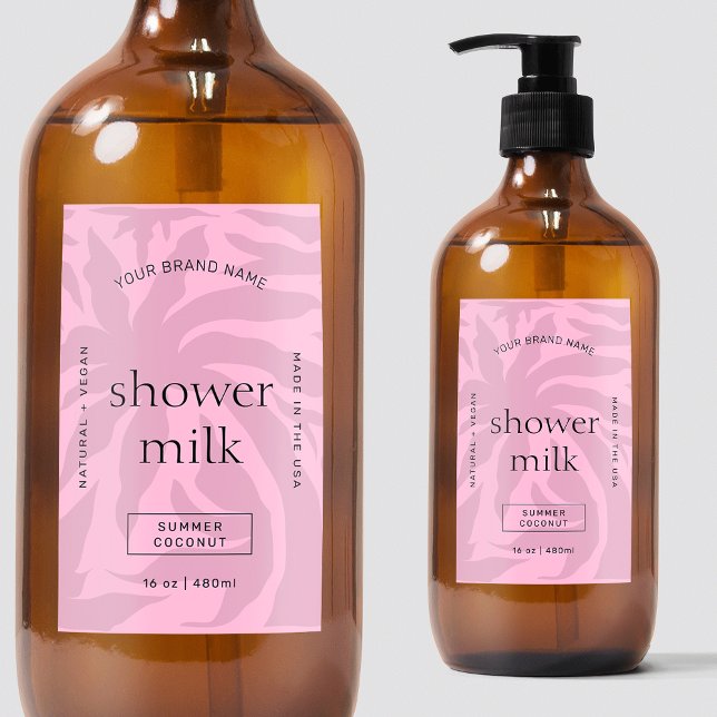 Etiqueta à prova d'água do Shampoo Rosa Elegante (Blush pink fully customizable waterproof label, great for bath, body and shower products)