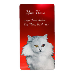 Etiqueta A RAINHA DOS GATOS BRANCOS, rubi vermelho