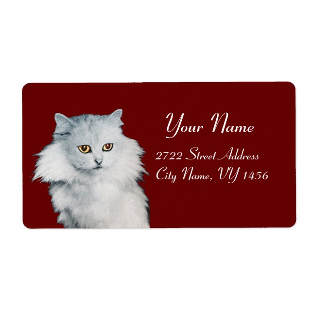 Etiqueta A RAINHA DOS GATOS BRANCOS, vermelha (Frente)