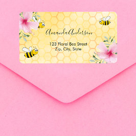 Etiqueta Abejas zumbadoras favo de mel amarelo endereço de 