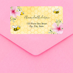 Etiqueta Abejas zumbadoras favo de mel amarelo endereço de 