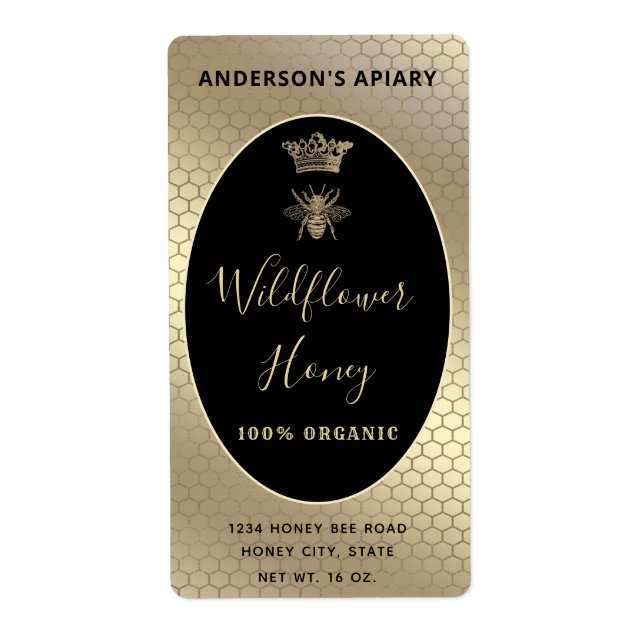 Etiqueta Abelha-rainha da moda de mel (Frente)