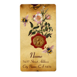 ETIQUETA ABELHAS DE MEL E ROSAS SELVAGENS, BEEKER RED WAX S