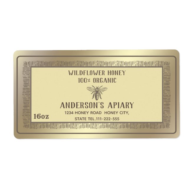 Etiqueta Abelhas de ouro rústico da vindima (Frente)