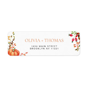 Etiqueta Abóbora floral de aquarela marca de casamento flor