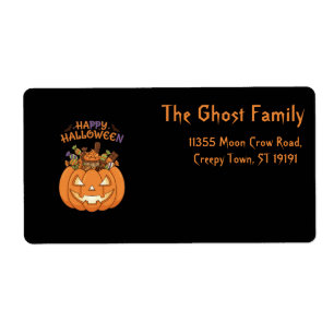 Etiqueta Abóboras Fantasmas de Halloween Personalizadas