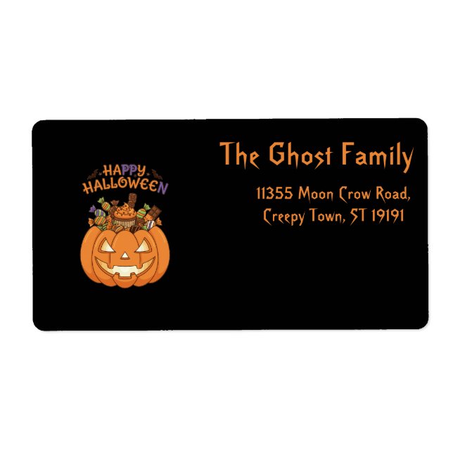 Etiqueta Abóboras Fantasmas de Halloween Personalizadas (Frente)