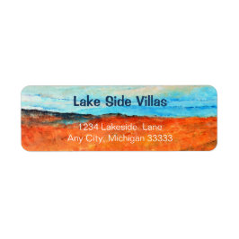 Etiqueta Abstrato Beach Painting Blue Orange Personalize