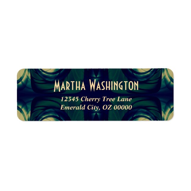 Etiqueta Abstrato em verde, azul e bege (Frente)