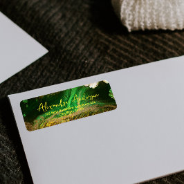 Etiqueta Abstrato Fluid Paint Faux Dourado Folha Metálica V