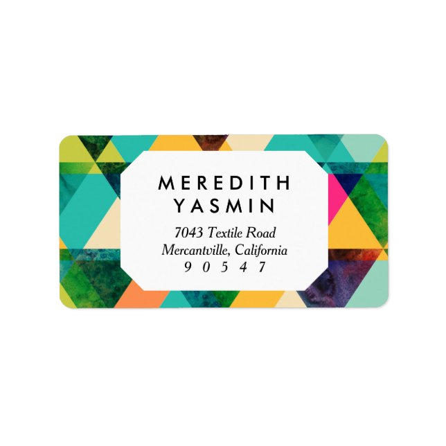 Etiqueta Abstrato Geométrico do triângulo aquoso (Frente)