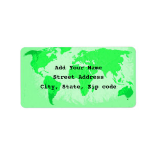 Etiqueta Abstrato Neon Green Artsy Traveler do Mapa Mundial