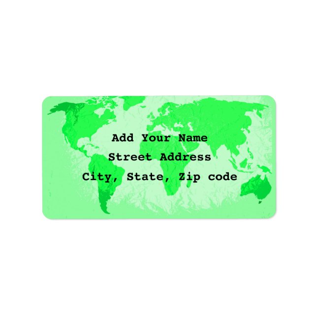 Etiqueta Abstrato Neon Green Artsy Traveler do Mapa Mundial (Frente)