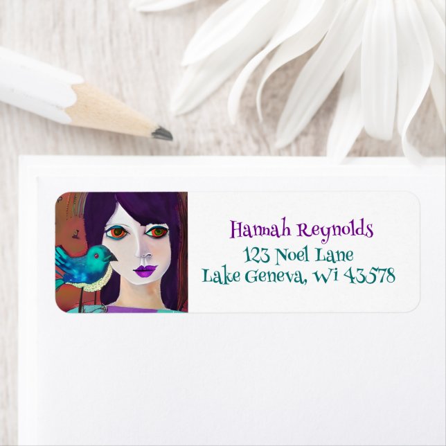 Etiqueta Abstrato, Roxo e Teal (Insitu)