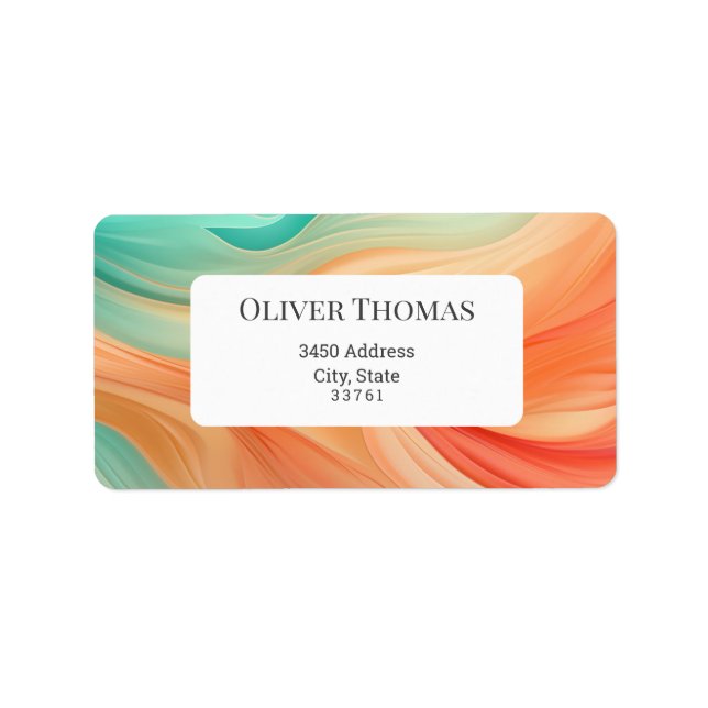 Etiqueta Abstrato terracotta e água verde-jade (Frente)