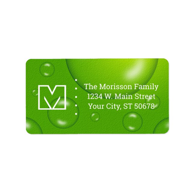 Etiqueta Abstrato Verde Limão cai (Frente)